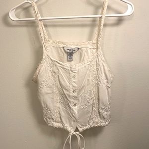 Arizona Cropped Tie Front Button Tank